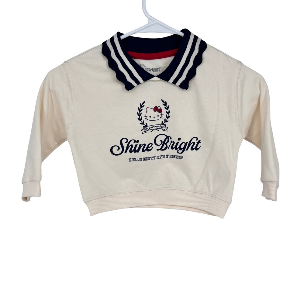 Hello Kitty Sanrio Sweatshirt Girls 18M Ivory Scalloped Collar Preppy